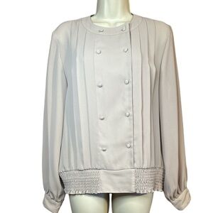 Laura & Jayne Double Button Front Semi Sheer Long Sleeve Loose Fitting Blouse